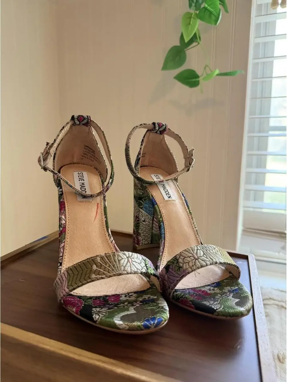 Steve Madden Carrson Floral Brocade Block Heel Sandals